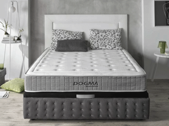 Colchón modelo dogma,compuesto por muelle ensacado y viscoelastica.