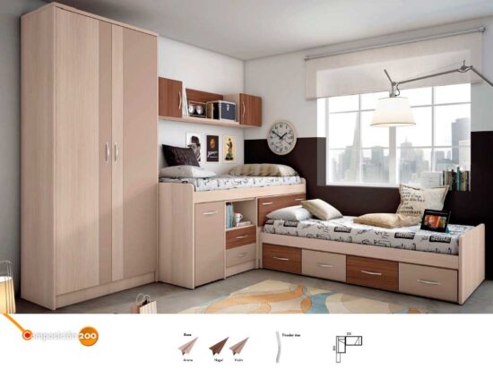 Cama block con cama nido con cajones.