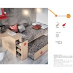 Cama nido abierta con arcón zapatero abierto.