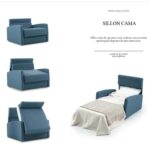 Sillón cama de medidas reducidas.
