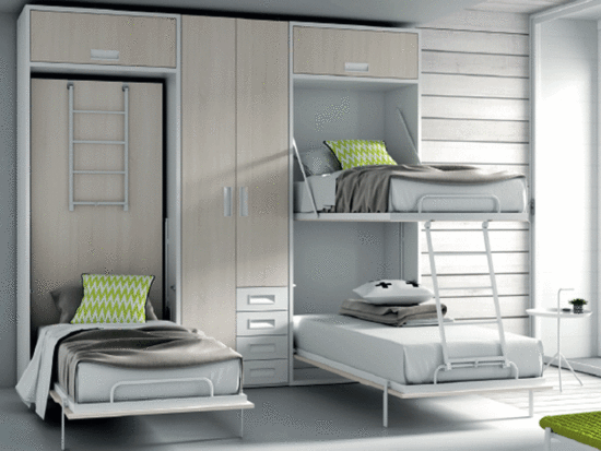 Litera abatible vertical con armarios