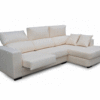 Sofá chaise-longue con asientos deslizantes y respaldos reclinables.