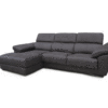 Sofá chaise-longue con asientos deslizantes y respaldos reclinables.