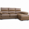 Sofá chaise-longue con asientos deslizantes y respaldos reclinables.