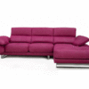 Sofá chaise-longue con asientos deslizantes y respaldos reclinables.