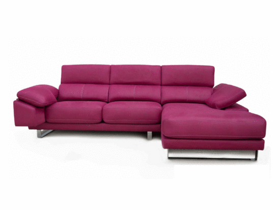 Sofá chaise-longue con asientos deslizantes y respaldos reclinables.