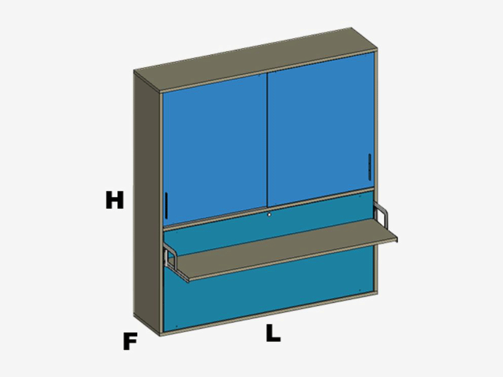 Cama abatible con armario para habitación juvenil con medidas.