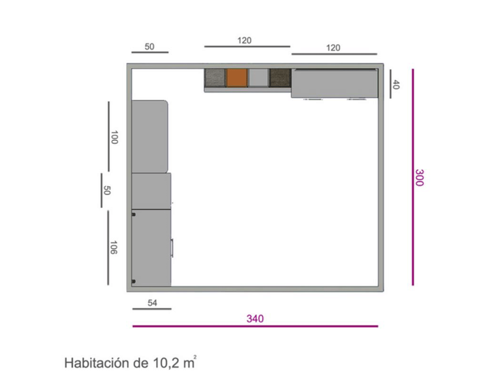 Cama abatible de la habitación con sus diferentes muebles.