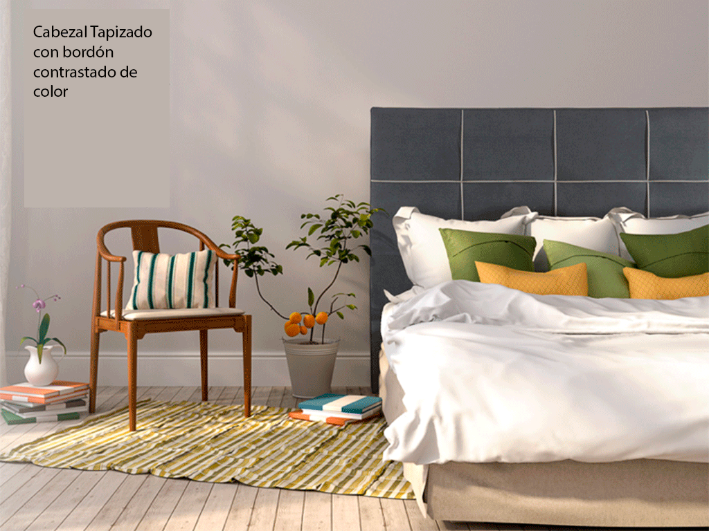Cabezal tapizado de diseño y calidad.