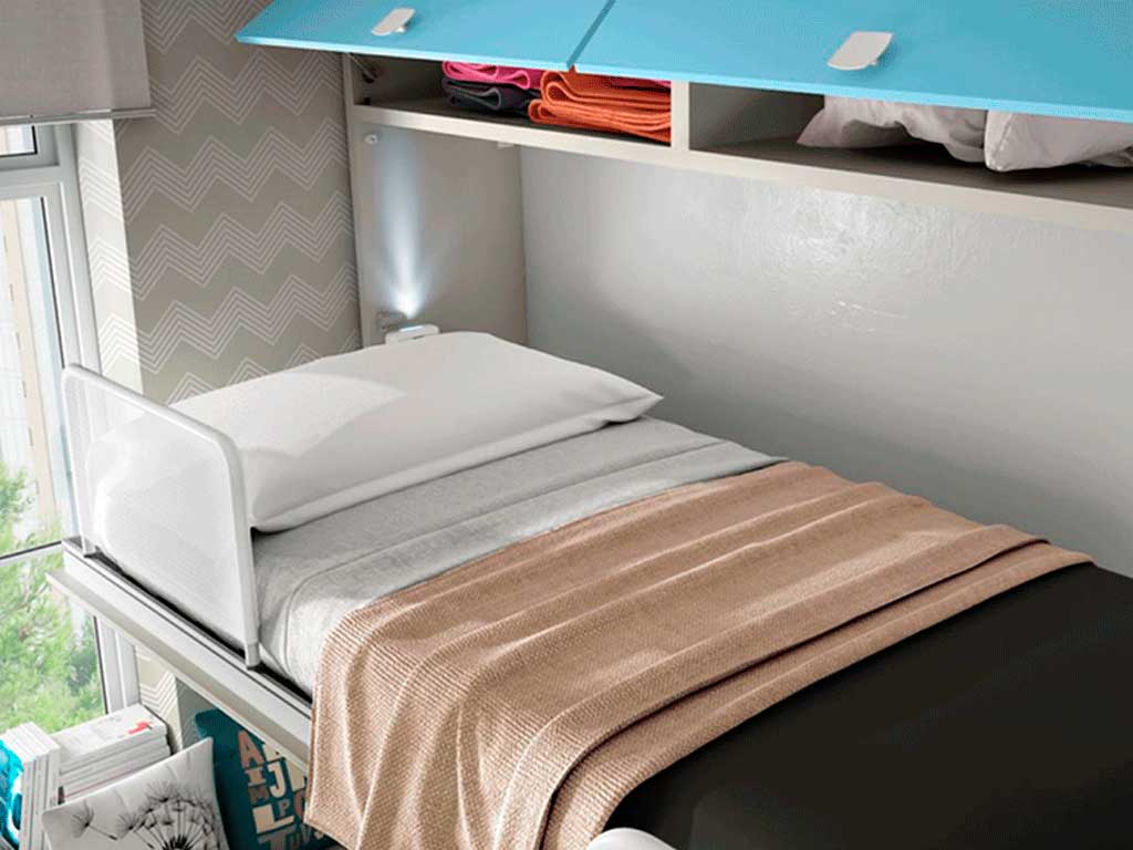 Litera abatible con cama nido con cajones