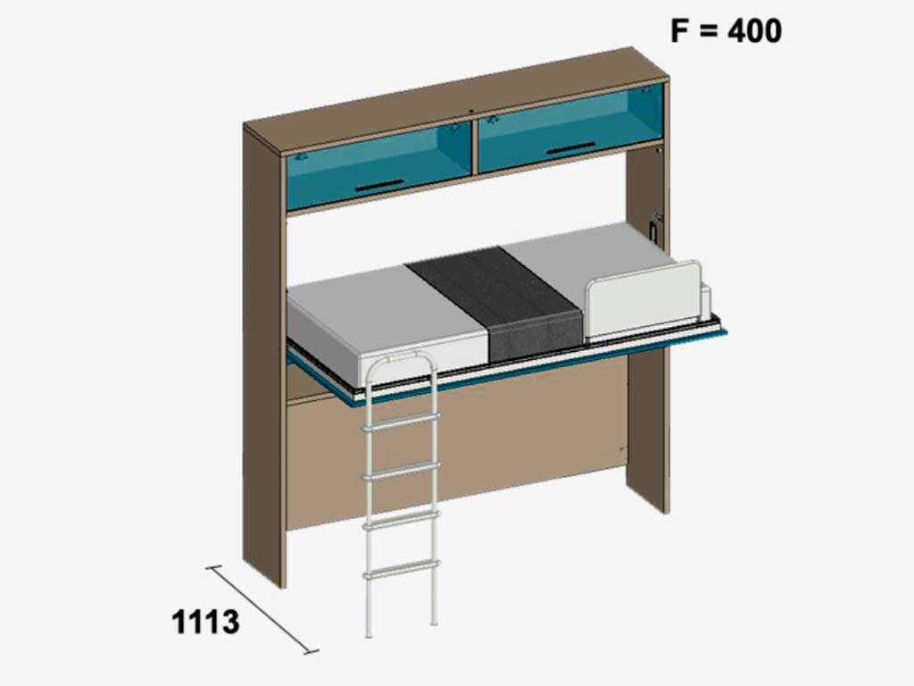 Litera abatible con cama nido con cajones
