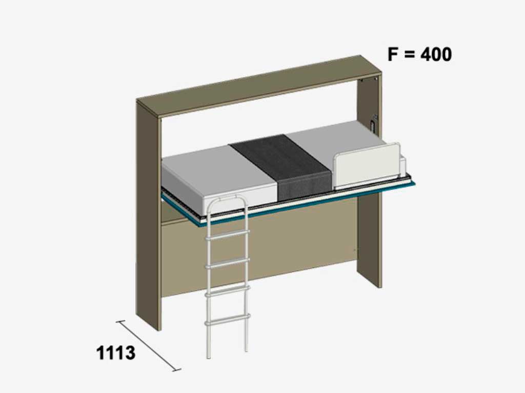 Litera abatible con cama nido con cajones
