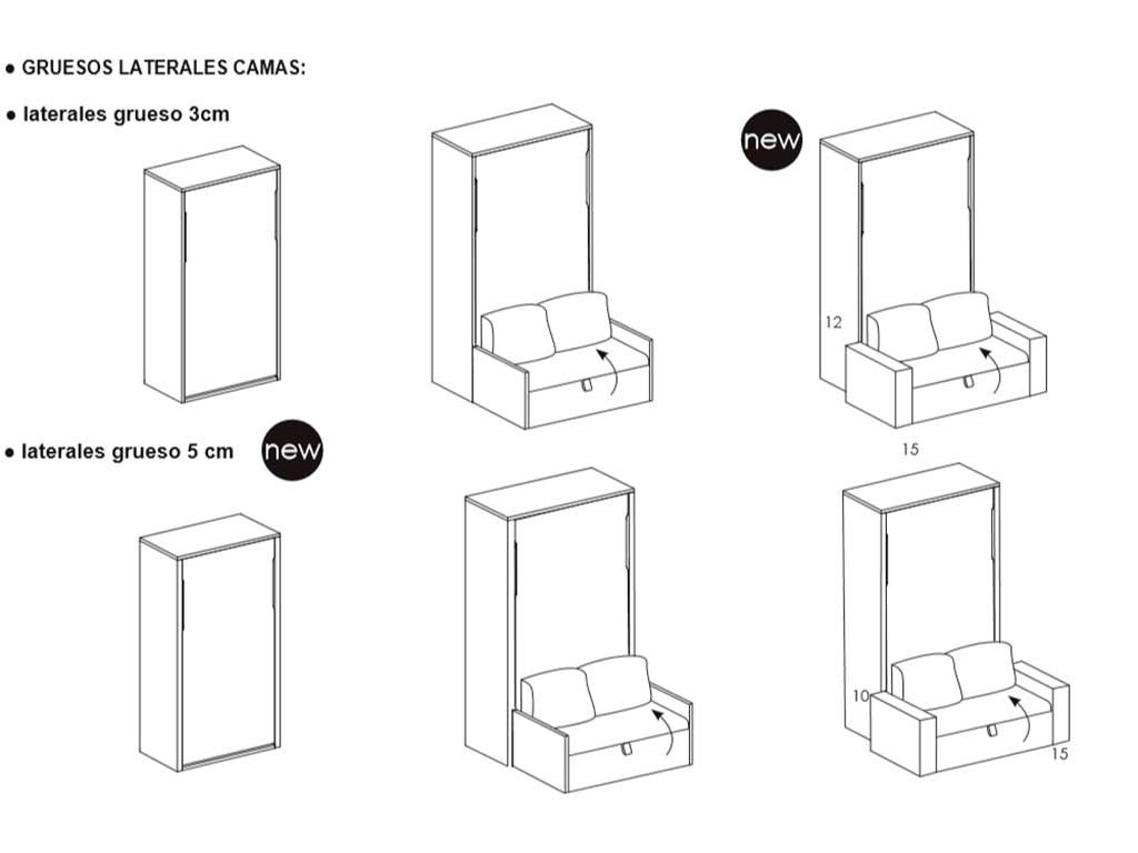 Cama abatible con sofá delante