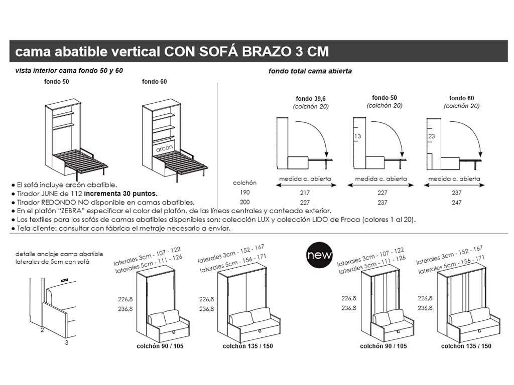 Cama abatible con sofá delante