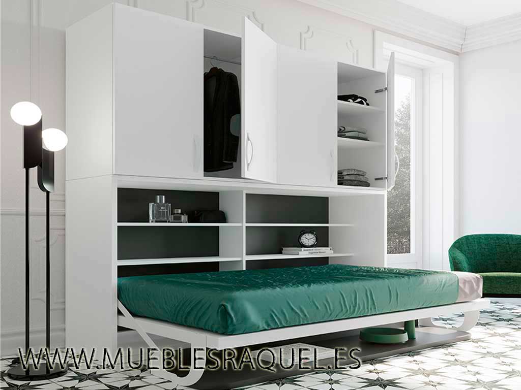 Cama abatible con mesa y armario superior