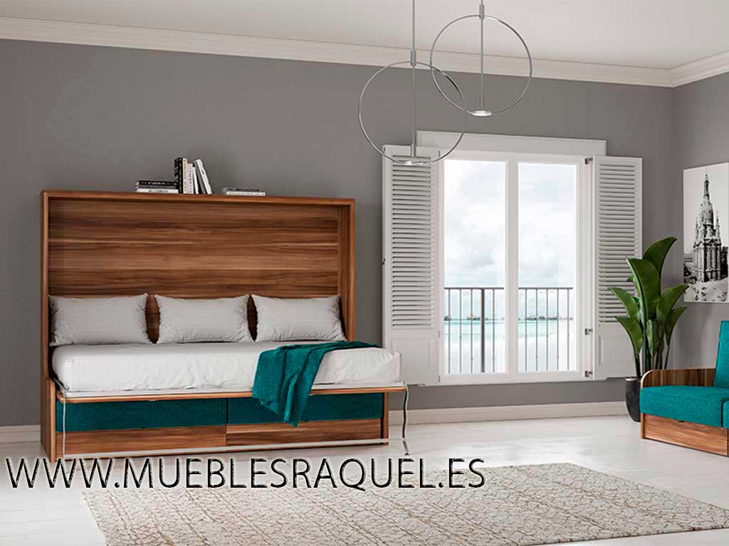 CAMA ABATIBLE HORIZONTAL SPACE 34,5 CON SOFÁ-ARCÓN PARA PLADUR.TRANSPORTE GRATUITO