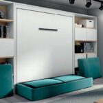 Cama abatible vertical con sofá arcón