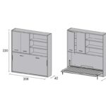 Cama abatible horizontal con altillo y opción de mesa frontal