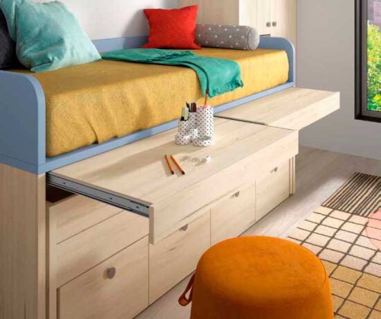 2 camas con cajones y escritorios